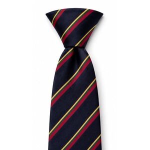 Vtg Lands' End Red Navy Gold Green Striped Hand Sewn Wool Silk Tie Classic